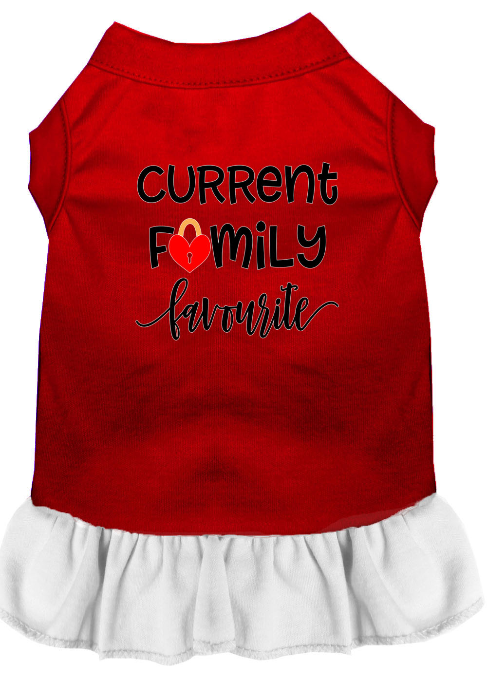Family Favorite Screen Print Dog Dress Red with White Sm